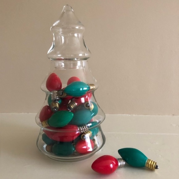 Vintage Holiday Vintage Glass Christmas Tree Canister Jar Poshmark